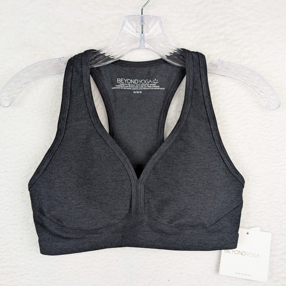 NWT Beyond Yoga Spacedye Lift Your Spirits Bra Size Medium Darkest Night